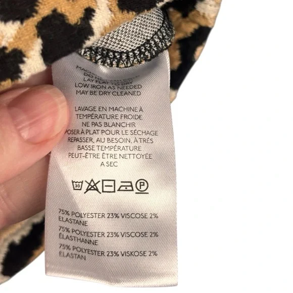 Maeve by Anthropologie Knit Leopard Jacquard Boxy Tee - Sz M - Picture 6 of 10